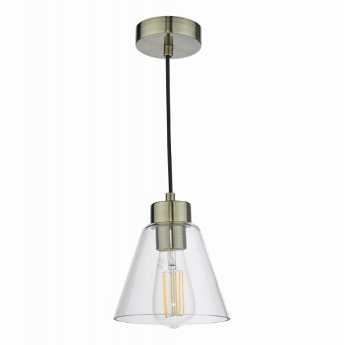 Jie 1 Light Pendant Antique Brass Glass