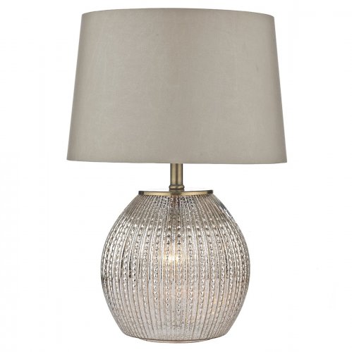 Dar Sonia Table Lamp Antique Silver with Shade Dual Source