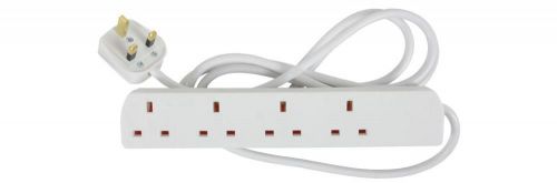 Mercury 430.003UK White Home Essentials UK 4 Gang 2 Metre Extention Lead - New