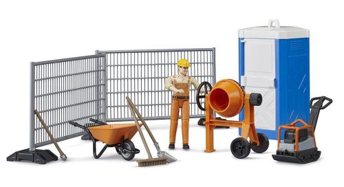 Construction Set With Mixer & Porta Loo - Bruder 62008 Scale 1:16