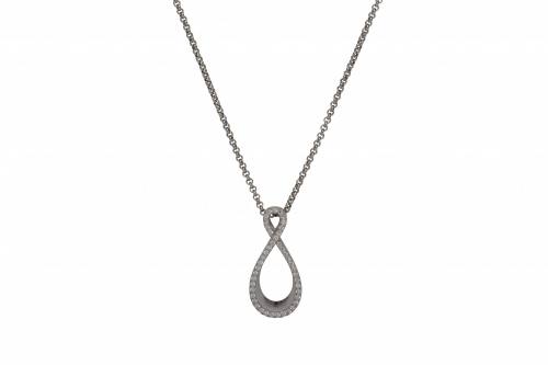 Silver CZ Infinity Pendant & Chain 18 Inch