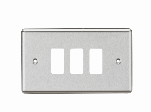 Knightsbridge 3G Grid Faceplate - Rounded Edge Brushed Chrome - (GDCL3BC)