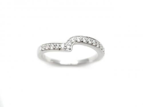 Silver CZ Pointed Wishbone Ring