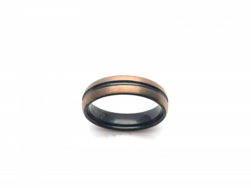 Tungsten Carbide Ring Black & Rose IP Plating 6mm