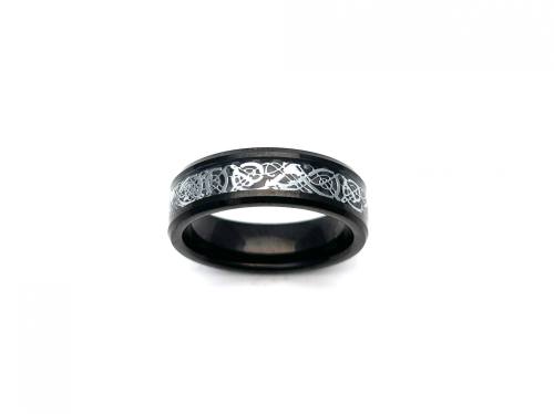 Tungsten Carbide Celtic Ring Black IP Plating 6mm