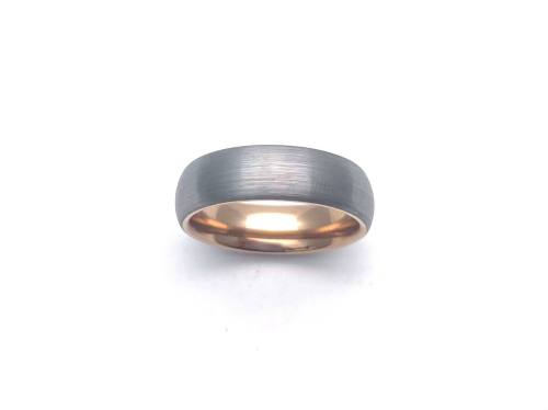 Tungsten Carbide Ring With Brushed Effect 6mm