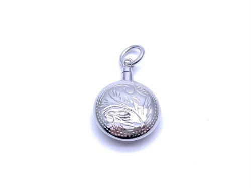 Silver Engraved Round Ashes Locket