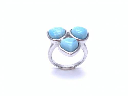 Silver Turquoise 3 Stone Ring