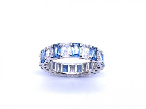 Silver Blue and White Full Eternity Ring