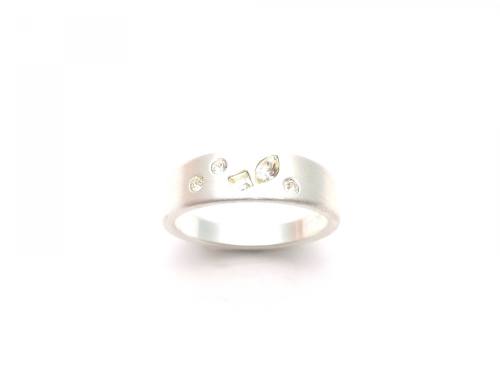 Silver Scatter CZ Band Ring