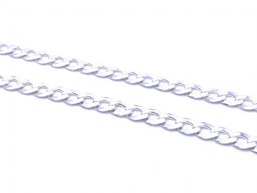 Silver Flat Open Curb Necklet 20 Inch