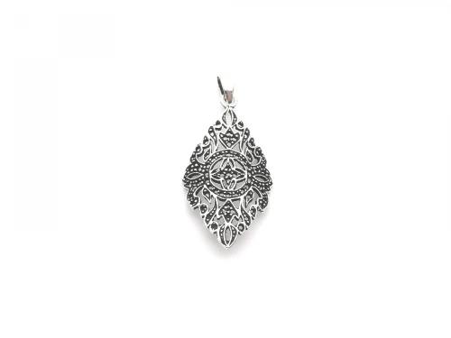 Silver Marcasite Marquise Shaped Pendant