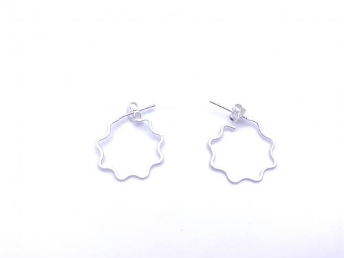 Silver Wave Design Hoop Earrings