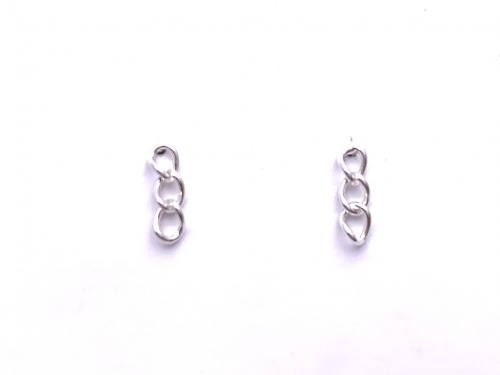 Silver Chain Link Stud Drop Earrings
