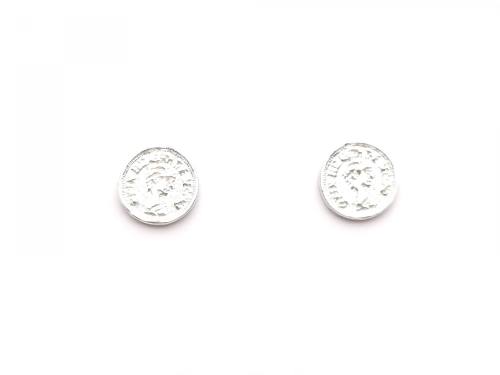 Silver Coin Style Stud Earrings