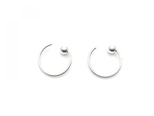 Silver Ball Detail Pull Through Hoop Earrings