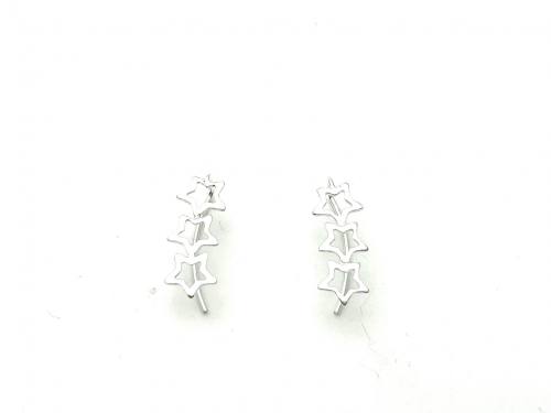 Silver Stars Crawler Earrings