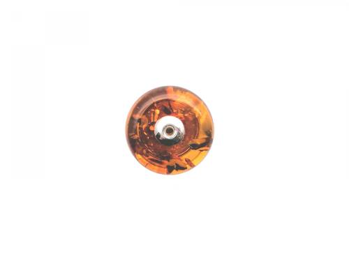 Silver Bead Amber Ring