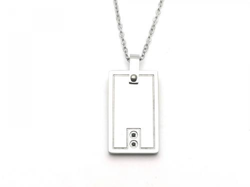 Stainless Steel Matte Oblong Pendant & Chain