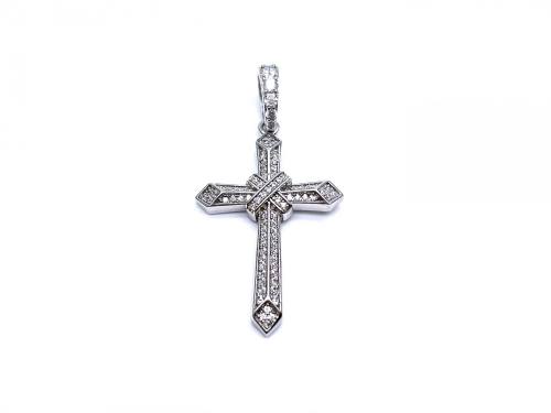 Silver CZ Fancy Cross Pendant