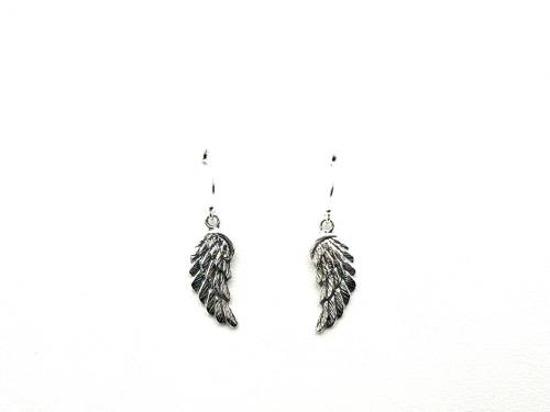 Silver Angel Wing Drop Earrings