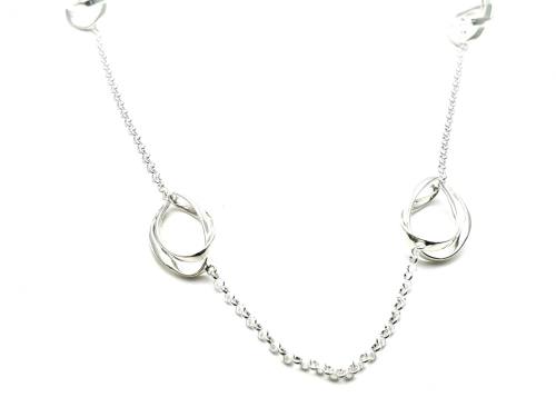 Silver Hoops Lines Necklace 32 inch