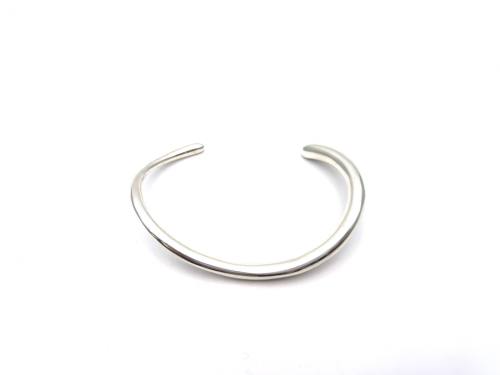 Silver Wave Solid Torque Bangle