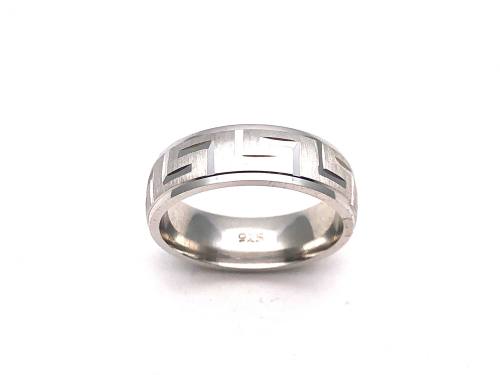 Silver Greek Design Wedding Band 6mm