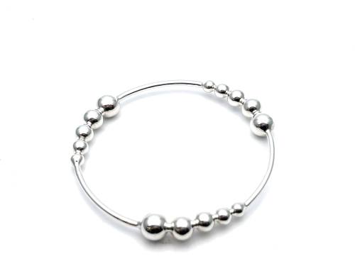 Silver Polished Rain Water Droplet Bangle