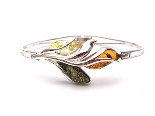 Multi Coloured Amber Hinged Bangle