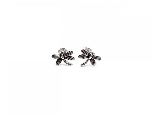 Silver Oxidised Dragonfly Stud Earings