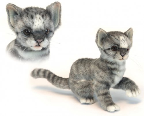 Soft Toy Cat, Grey Kitten by Hansa (20cm.L) 6493