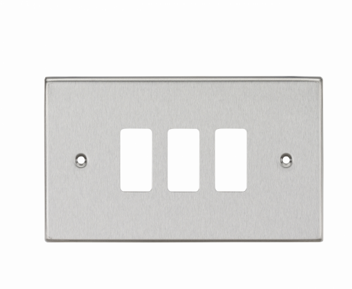 Knightsbridge 3G Grid Faceplate - Square Edge Brushed Chrome - (GDCS3BC)