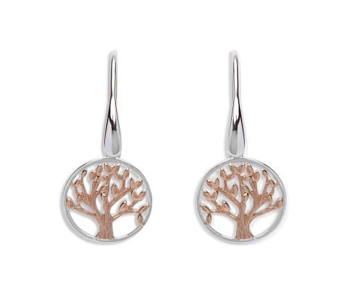 Silver Drop Earrings With Rose Gold Plaiting