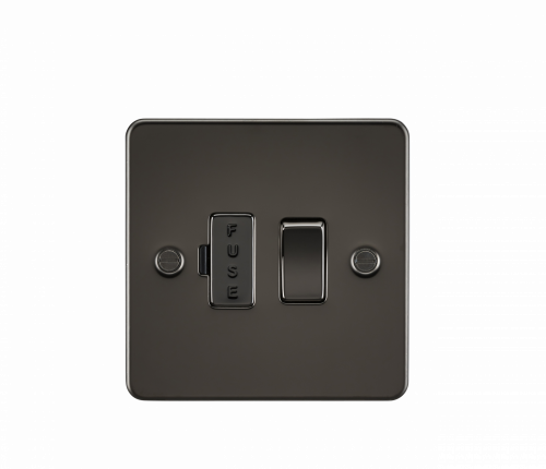 Knightsbridge Flat Plate 13A switched fused spur unit - gunmetal - (FP6300GM)