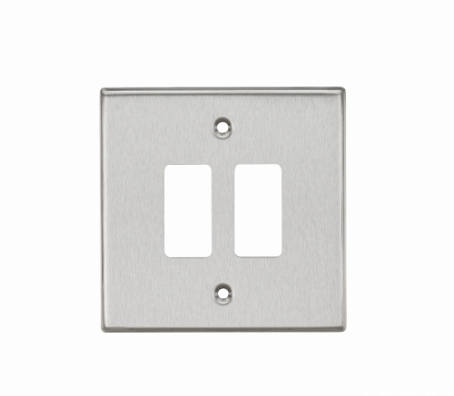 Knightsbridge 2G Grid Faceplate - Square Edge Brushed Chrome - (GDCS2BC)