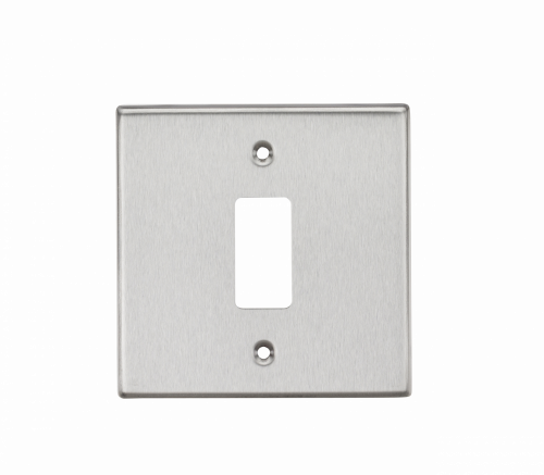 Knightsbridge 1G Grid Faceplate - Square Edge Brushed Chrome - (GDCS1BC)