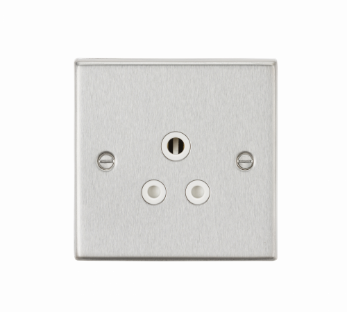 Knightsbridge 5A Unswitched Socket - Square Edge Brushed Chrome Finish with White Insert - (CS5ABCW)