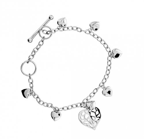 Azendi Silver Heart of Yorkshire T Bar Bracelet