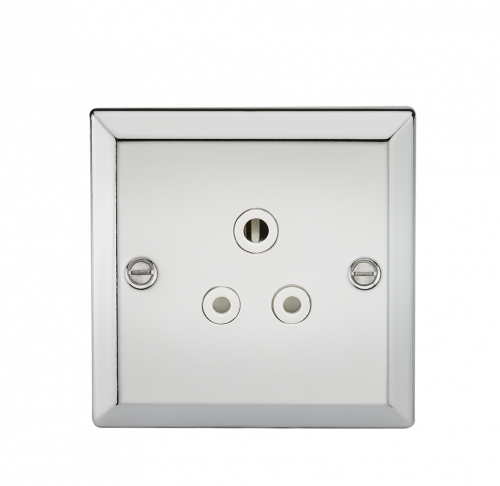 Knightsbridge 5A Unswitched Socket with White Insert - Bevelled Edge Polished Chrome - (CV5APCW)