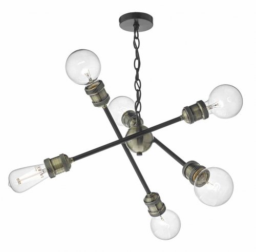 Dar Brigade 6lt Pendant Black & Antique Brass