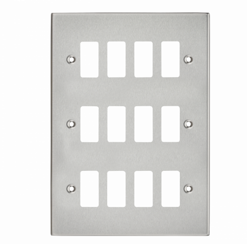 Knightsbridge 12G Grid Faceplate - Square Edge Brushed Chrome - (GDCS12BC)