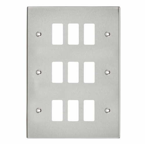 Knightsbridge 9G Grid Faceplate - Square Edge Brushed Chrome - (GDCS9BC)