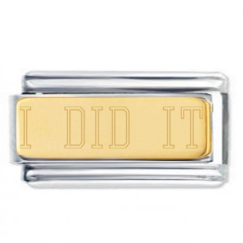 I DID IT 18K Gold Plate Engraved Superlink Inspirational Motivational Bracelet Charm