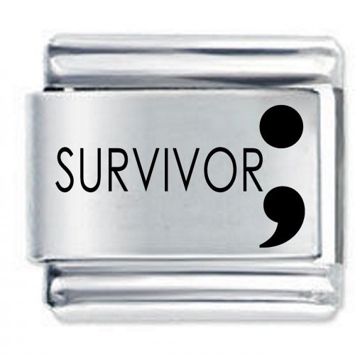 Survivor Semi Colon ETCHED Italian Charm