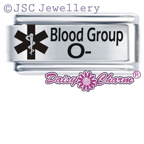 O- Blood Group Medical Alert Italian Charm