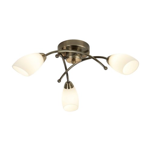 Searchlight Opera 3Lt Ant/Brass Flush With Opal Glass