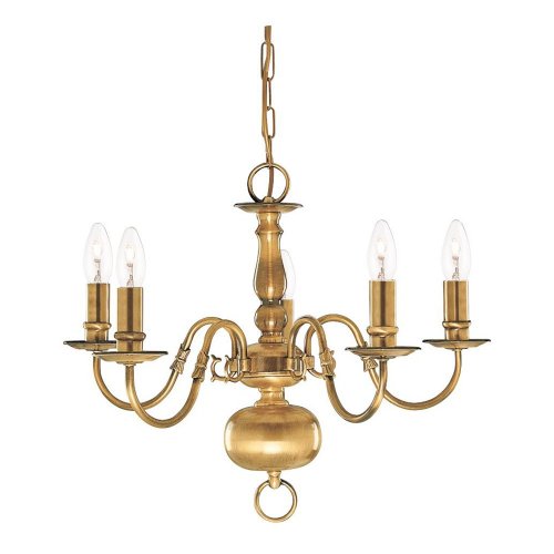 Searchlight Flemish - 5Lt Pendant, Antique Brass