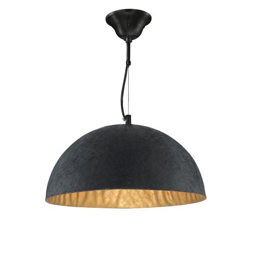 Searchlight Dome Pendant - Dome Black/Gold 1Lt 38Cm