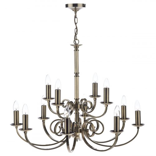 Dar Murray 12 Light Dual Mount Pendant Antique Brass